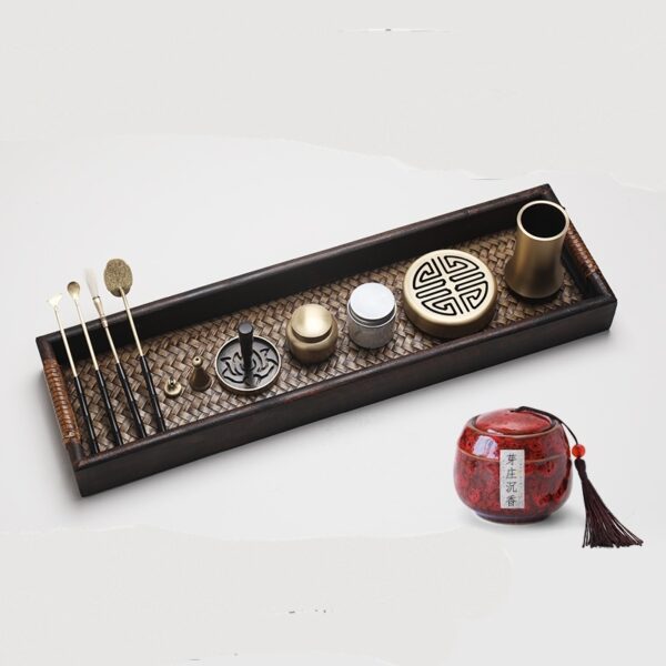 Solid Wood Incense Set – Copper Burner & Agarwood Tools - Image 2