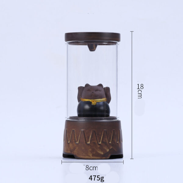 Zen Lucky Cat Incense Burner – Ceramic & Agarwood - Image 4